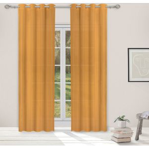 Light Guard 1x Kant-en-Klaar Gordijn - Honey Gold -  Lichtdoorlatend - Lengte aanpasbaar - met ringen - 140x280cm