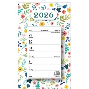 MGPcards - Week Scheurkalender 2026 - Week begint op maandag - 21 x 34 cm - Bloemen - Wit