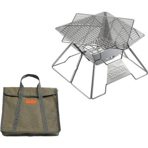 Kampvuur Grill - Roestvrij Staal Draagbaar - Houtskool BBQ Grill