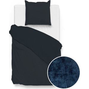 Zo! Home Velluto Dekbedovertrek - Eenpersoons - 140x200/220 cm - Navy Blue