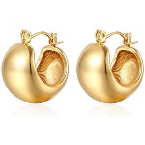 Marama - Oorbellen Meave Goud - gold plated - stainless steel - half ronde hoop - nikkelvrij - cadeau - damesoorbellen - cadeau dames