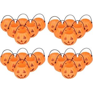 Halloween - 30x Halloween mini pompoen emmers 5 cm - Halloween decoratie/versiering/accessoires - Pompoen emmertjes