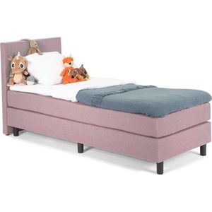 Kinder Boxspring Luxe Glad Hoofdbord 90 x 210 Oudroze