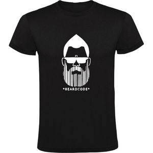 Beardcode Heren T-shirt | baard | streepjescode | barcode | code | Zwart