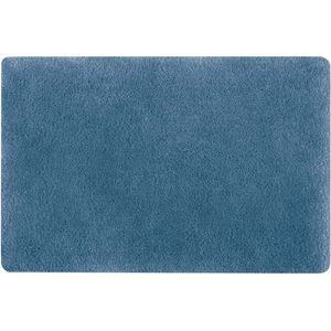 Spirella badkamer vloer kleedje/badmat tapijt - Supersoft - hoogpolig luxe uitvoering - blauw - 50 x 80 cm - Microfiber - Anti slip - Sneldrogend