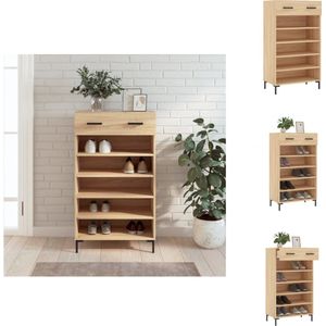 vidaXL Schoenenkast Sonoma Eiken - 60 x 35 x 105 cm - Duurzaam bewerkt hout en ijzer - Kast