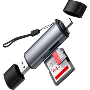 Nereb® USB-C SD en MicroSD-kaartlezer - USB 3.0 - Aluminium Behuizing - Card Reader