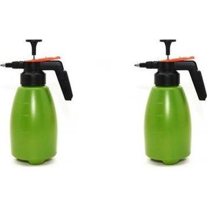 2x Drukspuit/plantensproeier groen 1,8 L - Waterverstuiver - Tuinieren - Bewateren/plantenbesproeiing - Onkruidbestrijding - Moestuin/groentetuin/kruidentuin verzorging