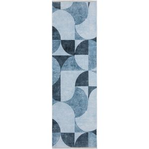 Kelim Trend Tapijt Woonkamer - Blauw - 80cm x 215cm - Modern Laagpolig Vloerkleed, Superzacht, Machinewasbaar, Non-slip