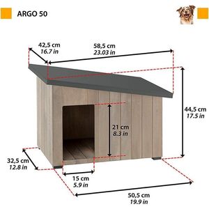 Mrs. JonesBuitenkennel hondenhok ARGO 50 in FSC-hout met niet-giftige verf UV-bestendig S .