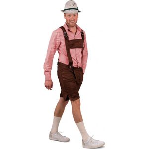 Oktoberfest Tiroler overhemd rood met wit geblokt voor heren - Oktoberfest verkleedkleding 48