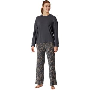 Schiesser Pyjama lange broek - 904 Antraciet/Brown - maat 46 (46) - Dames Volwassenen - Modal- 181226-904-46