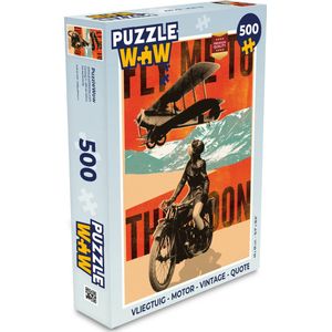 Puzzel Vliegtuig - Motor - Vintage - Quote - Legpuzzel - Puzzel 500 stukjes