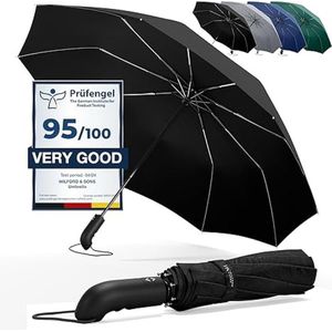 Stormparaplu Opvouwbaar Zak Paraplu Stormproof + Knop Automatisch & Beschermhoes | Heren Dames - Compact Stevig, Teflon Wind & Waterdicht Handvat Polsstrap| Reisparaplu Zakparaplu Golf