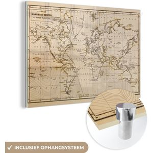 Historische Wereldkaart Vintage plexiglas 90x60 cm