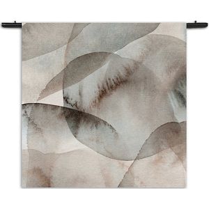 Mezo Wandkleed Abstract Rustige Tinten met Accent 02 Rechthoek Vierkant XXL (180 X 180 CM) - Wandkleden - Met roedes