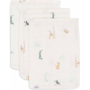 Jollein - Baby Hydrofiel Washandje - Katoen - 3 Stuks - Jungle Jambo - Baby Washand, Hydrofiele Washandjes -15x20cm