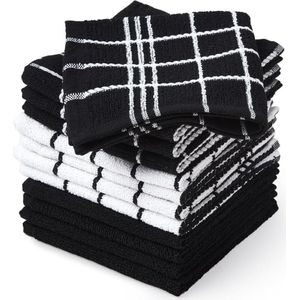 Selbro ® Set van 12 Superabsorberende Keukenhanddoeken voor Veelzijdig Gebruik - Zwart