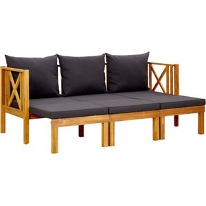 vidaXL - Tuinbank - 3-zits - met - kussens - 179 - cm - massief - acaciahout