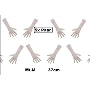 5x Paar handschoen lang wit mt.M - Sinterklaas feest Pieten handschoen winter gala festival
