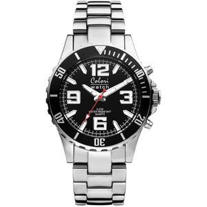 Colori 5-COL149 - Horloge - Zilverkleurig en zwart - 40mm