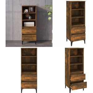 vidaXL Hoge kast 40x36x110 cm bewerkt hout gerookt eiken - Hoge Kast - Hoge Kasten - Hoge Kast Met Lade - Kast
