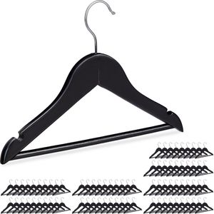 Relaxdays 80x kinderkledinghanger hout - kleerhanger kinderen - broekhanger - zwart