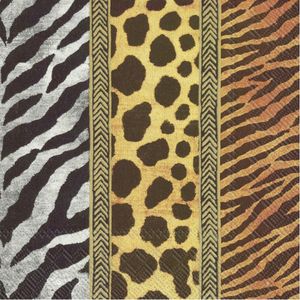 60x Safari dieren 3-laags servetten dieren prints 33 x 33 cm - Zebra - Luipaard - Tijger