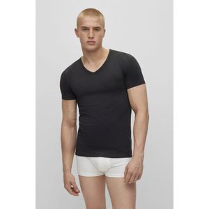 HUGO BOSS Modern stretch T-shirts slim fit (2-pack) - heren T-shirts V-hals - zwart - Maat: S