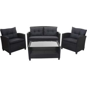 XXL poly rotan set MCW-F10, balkon/tuin/lounge set zitgroep, bank fauteuil met kussens Spun Poly ~ antraciet