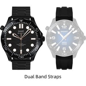 Pro Care Excellent Quality® Smartwatch 1.52 inch Dames Heren - Smartwatches - Bellen - AI Talk - O2 - Bloeddrukmeter - Hartslag - Wireless Laden - Message - Multisport - Slaapmeter - Zwarte Alu Case - RVS Zwarte Band - Gratis TPU Band Zwart