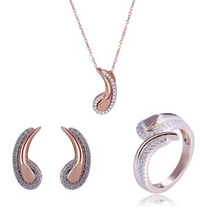 Orphelia SET-7441/56 - Juwelenset: Ketting + Oorbellen + Ring - 925 Zilver Rosé - Zirkonia - 42 cm / Ringmaat 56