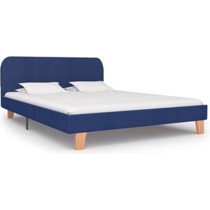 vidaXL - Bedframe - stof - blauw - 140x200 - cm
