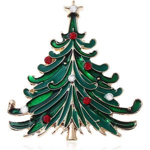 Kerstbroche met strass: Kerstboom - Leuk sieraad voor kerst - broche