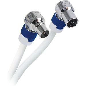 Hirschmann FEKAB 5/10 Coax Aansluitkabel IEC 4G Proof - Male haakse en Female haakse pluggen - Wit - 10 meter