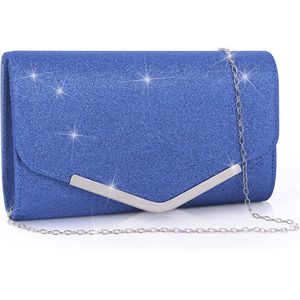 Fuleadture Avondtas voor dames met glitter, envelopclutch - Blauw