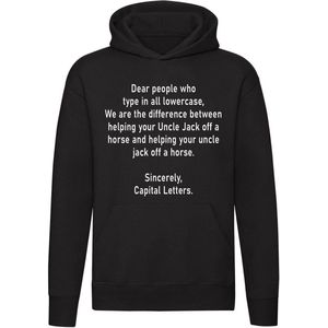 Hoofdletters gebruiken Hoodie | spelling | nederlands | school | ome jack | grappig | engels | sweater | trui  | unisex | Zwart