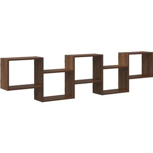 vidaXL Muur Kubus Plank - Muur Kubus Planken - Zwevende Kubus Plank - Kubus Muur Boekenplank - Wandschap kubus 5 vakken bewerkt hout bruin eikenkleur