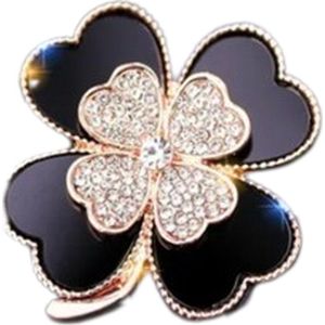 Plux Fashion Klaver Broche - Goud - 4cm - Dames - Gouden Broche - Kuntmatige Diamanten Broche - Fancy Broche - Sieraden - Luxe Style - Duurzame Kwaliteit - Broche - Moederdag Cadeau