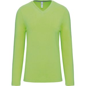 2 Pack Kariban Herenshirt met lange mouwen en V-hals Lime - S