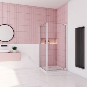 Douchecabine 100x70x185cm draaideur+ zijwand, 8mm NANO veiligheidsglas