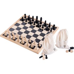 Schaakbord / dambord 40x40 cm inclusief schaakstukken en damstenen.