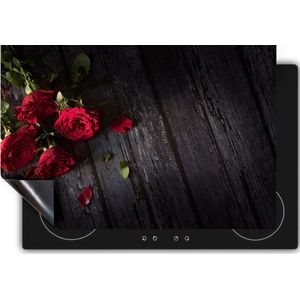 Chefcare Inductie Beschermer Rode Rozen op de Grond - 76x51,5 cm - Afdekplaat Inductie - Kookplaat Beschermer - Inductie Mat