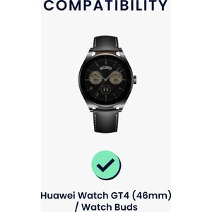 kwmobile horlogeband geschikt voor Huawei Watch GT4 (46mm) / Watch Buds -Armband voor fitnesstracker van leer in bruin / zwart
