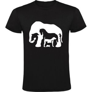 Dieren ilusie Heren T-shirt | gezichtsbedrog | rat | kat | hond | paard | dolfijn | olifant | liefhebber | dier | Zwart