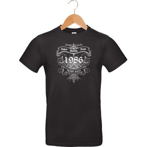 1986 - Classic - Vintage - Premium Quality - T-shirt - 100% katoen - leeftijd - geboortejaar - verjaardag en feest - cadeau - kado - unisex - zwart - maat 3XL