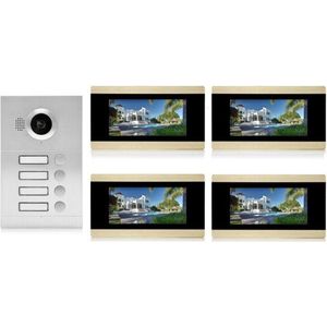 ID 4 knops buitenpaneel met 4 binnen-monitoren | Intercom | Video deurbel | IntercomDirect