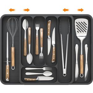 Dailysupplies® Bestekbak 47 Diep - Lade Organizer - Besteklade - Zwart