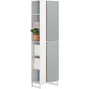 SoBuy BZR76-HG Badkamerkast - Lichtgrijs Hoge Kolomkast met Planken