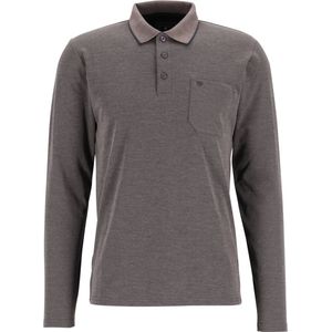 Redmond regular fit polo lange mouw - antraciet melange - Maat: 3XL